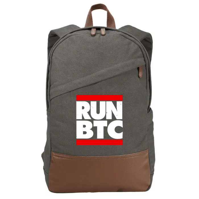 Funny Run BTC Bitcoin Logo Cotton Canvas Backpack