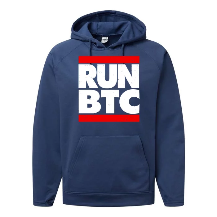 Funny Run BTC Bitcoin Logo Performance Fleece Hoodie