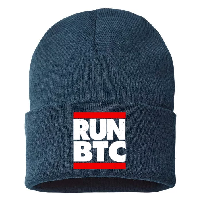 Funny Run BTC Bitcoin Logo Sustainable Knit Beanie