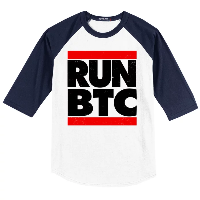 Funny Run BTC Bitcoin Logo Baseball Sleeve Shirt