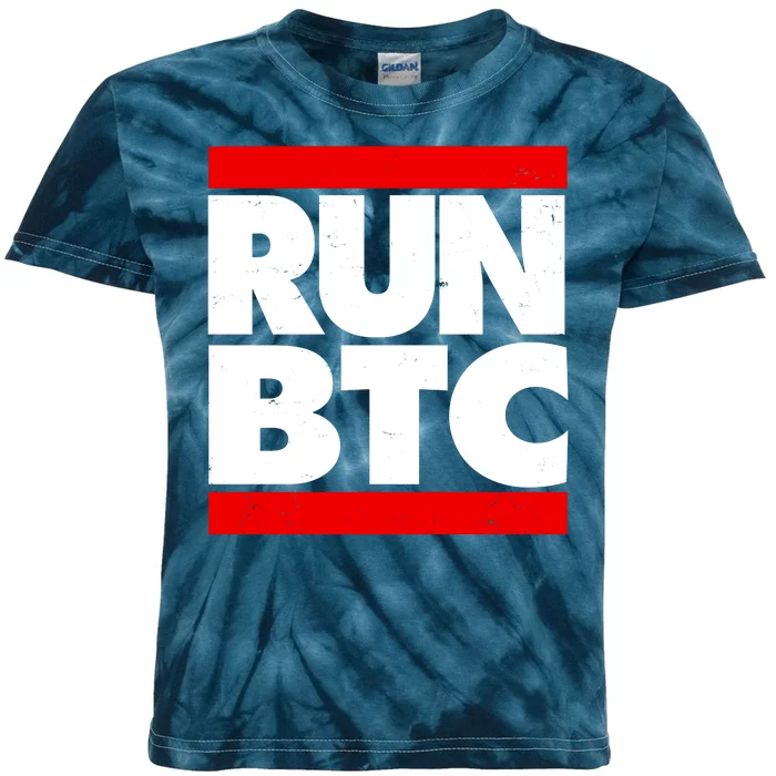 Funny Run BTC Bitcoin Logo Kids Tie-Dye T-Shirt