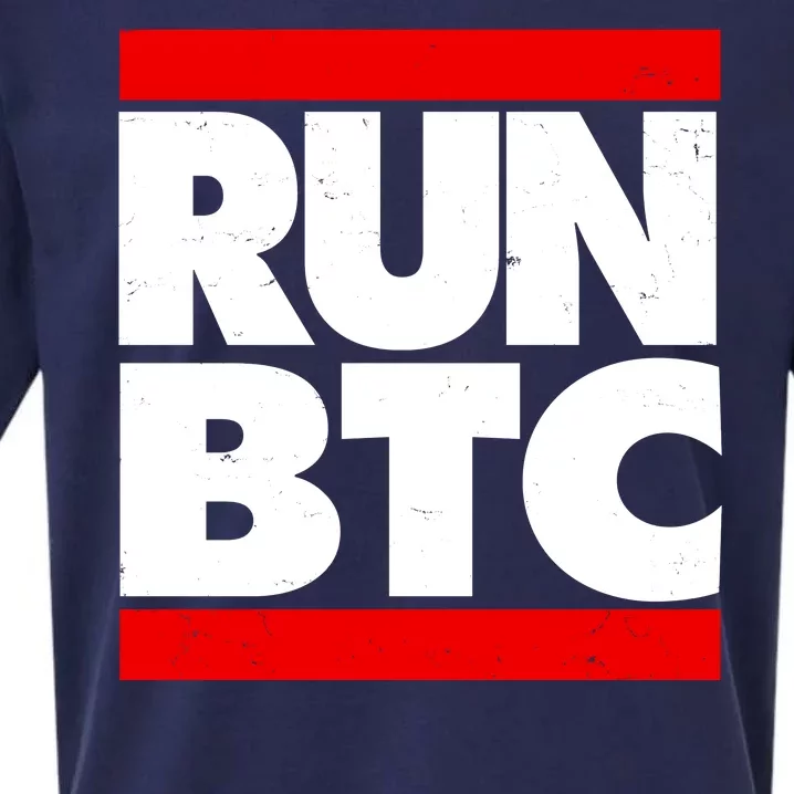 Funny Run BTC Bitcoin Logo Sueded Cloud Jersey T-Shirt