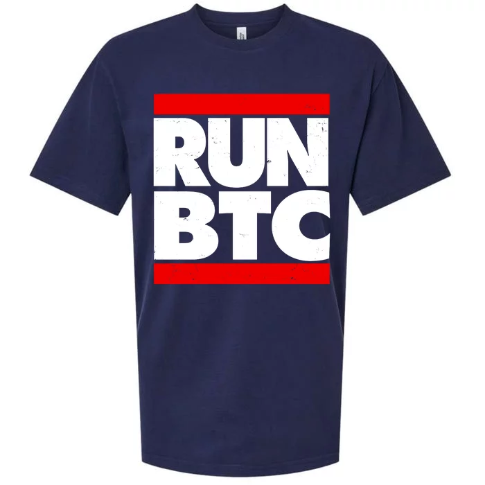 Funny Run BTC Bitcoin Logo Sueded Cloud Jersey T-Shirt