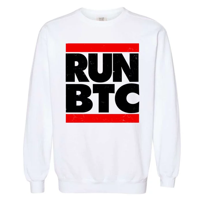 Funny Run BTC Bitcoin Logo Garment-Dyed Sweatshirt