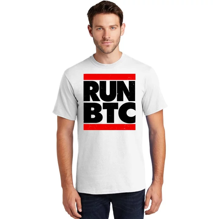 Funny Run BTC Bitcoin Logo Tall T-Shirt