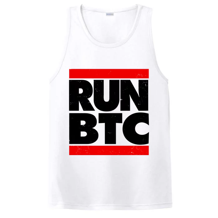 Funny Run BTC Bitcoin Logo Performance Tank