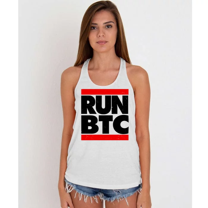 Funny Run BTC Bitcoin Logo Women's Knotted Racerback Tank