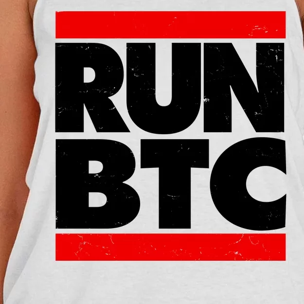 Funny Run BTC Bitcoin Logo Women's Knotted Racerback Tank