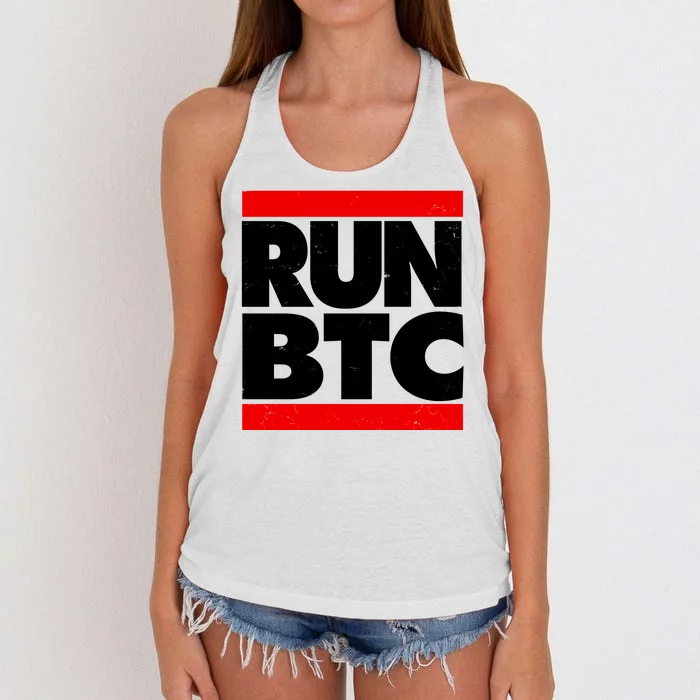 Funny Run BTC Bitcoin Logo Women's Knotted Racerback Tank