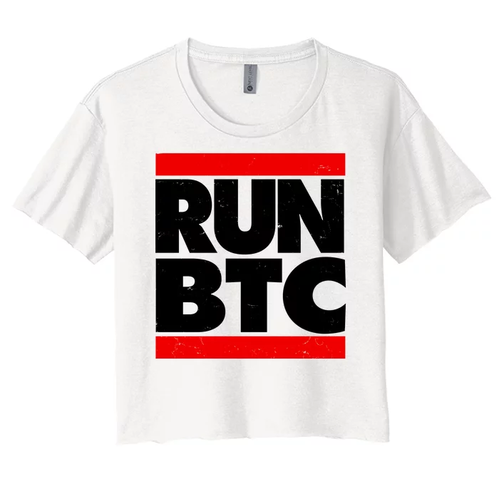 Funny Run BTC Bitcoin Logo Women's Crop Top Tee