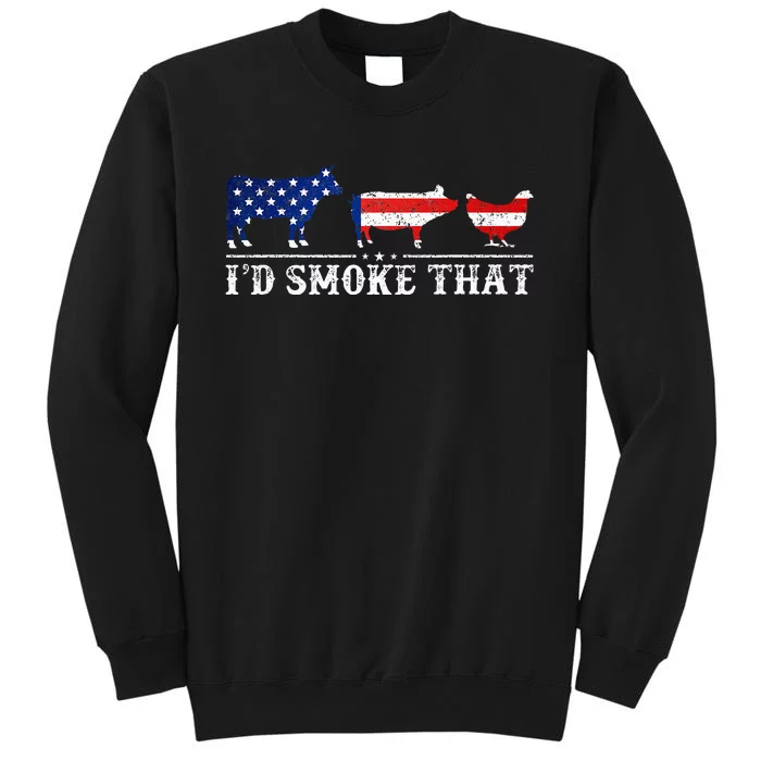 Funny Retro BBQ Party Grill Smoker Chef Dad I'd Smoke That Sweatshirt