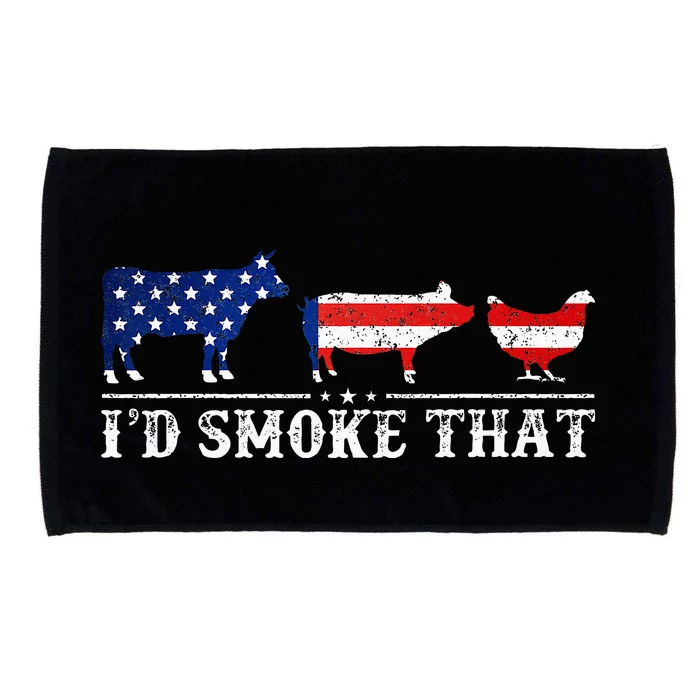 Funny Retro BBQ Party Grill Smoker Chef Dad I'd Smoke That Microfiber Hand Towel