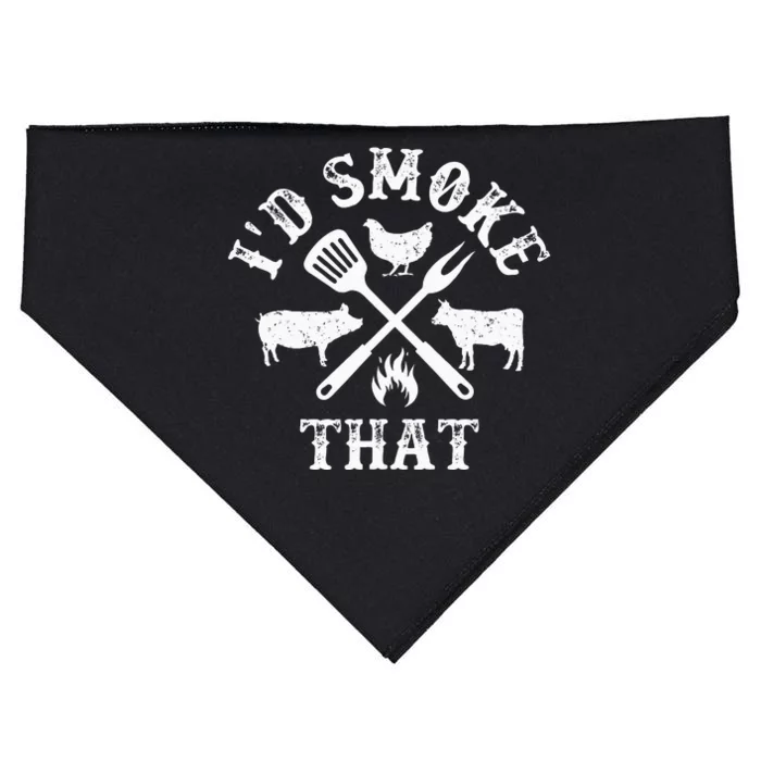 Funny Retro BBQ Party Smoker Chef Dad Gifts I'd Smoke That USA-Made Doggie Bandana