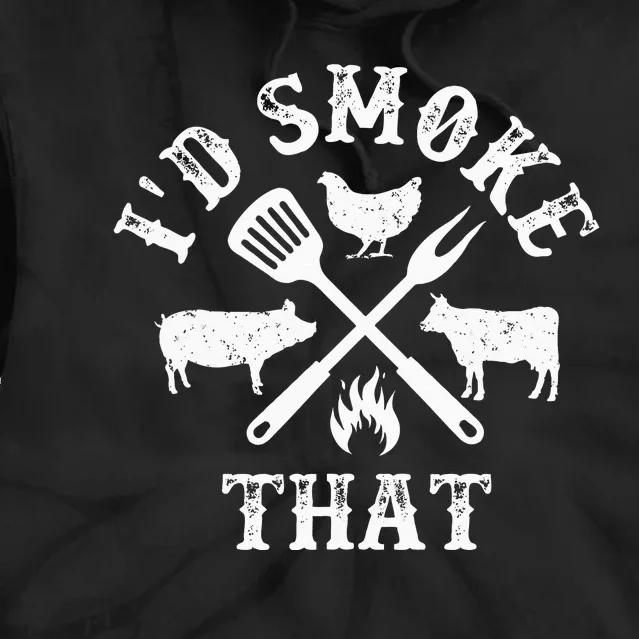 Funny Retro BBQ Party Smoker Chef Dad Gifts I'd Smoke That Tie Dye Hoodie