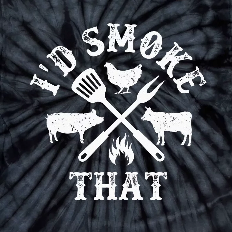 Funny Retro BBQ Party Smoker Chef Dad Gifts I'd Smoke That Tie-Dye T-Shirt