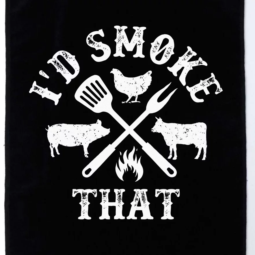 Funny Retro BBQ Party Smoker Chef Dad Gifts I'd Smoke That Platinum Collection Golf Towel