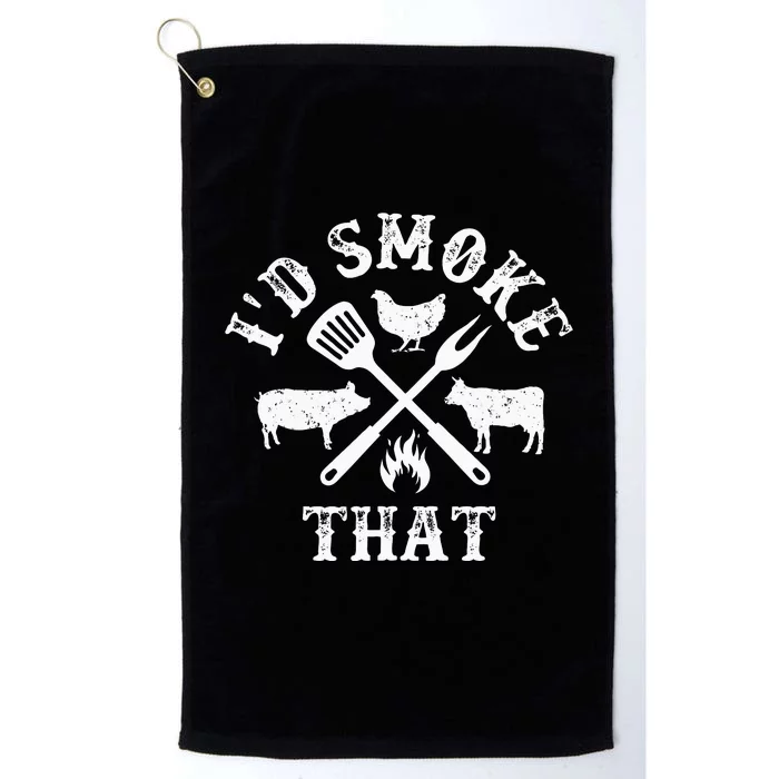 Funny Retro BBQ Party Smoker Chef Dad Gifts I'd Smoke That Platinum Collection Golf Towel