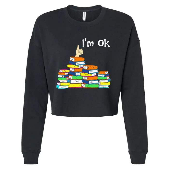 Funny Reading Book Lovers Im Ok National Book Lovers Day Cropped Pullover Crew