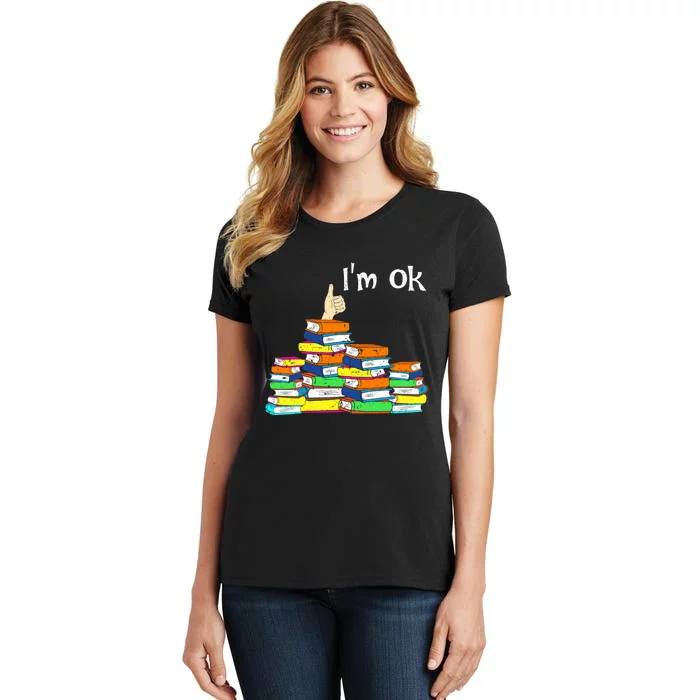 Funny Reading Book Lovers Im Ok National Book Lovers Day Women's T-Shirt