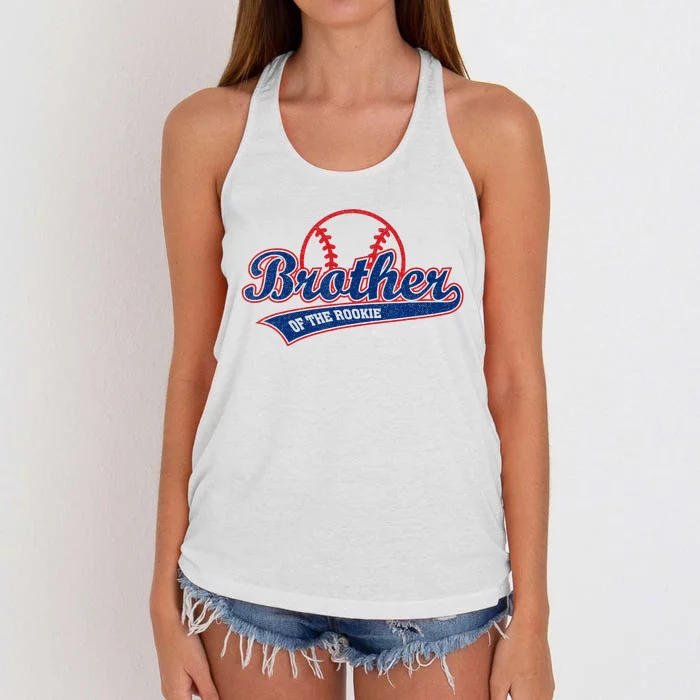 Funny Retro Baseball Brother Of The Rookie Women's Knotted Racerback Tank