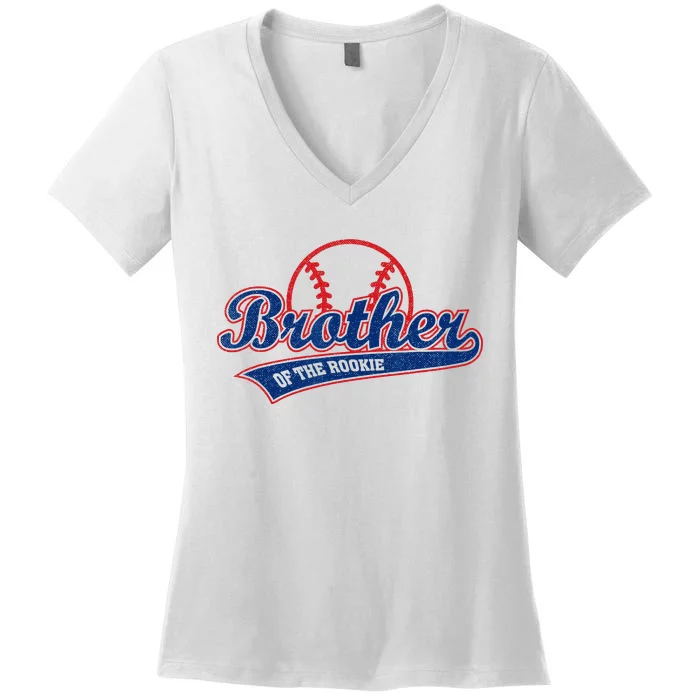 Funny Retro Baseball Brother Of The Rookie Women's V-Neck T-Shirt