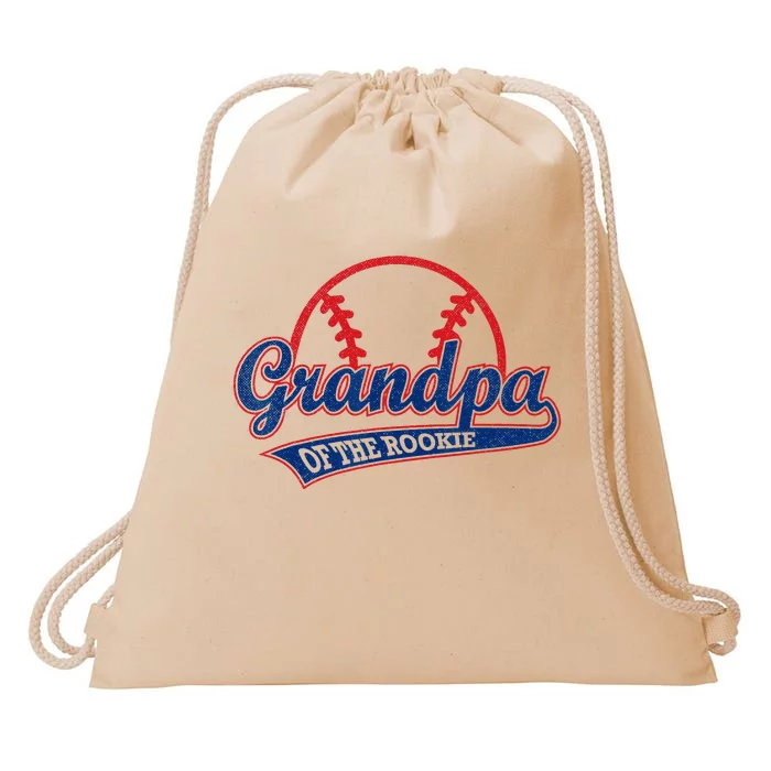 Funny Retro Baseball Grandpa Of The Rookie Drawstring Bag