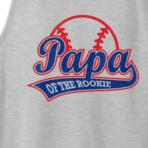 Funny Retro Baseball Papa Of The Rookie Ladies Tri-Blend Wicking Tank