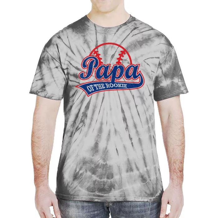 Funny Retro Baseball Papa Of The Rookie Tie-Dye T-Shirt