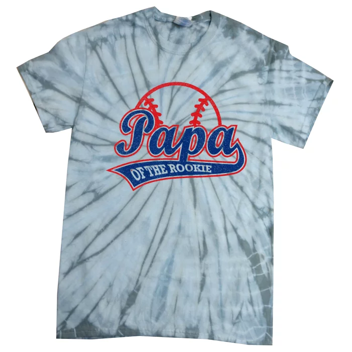 Funny Retro Baseball Papa Of The Rookie Tie-Dye T-Shirt