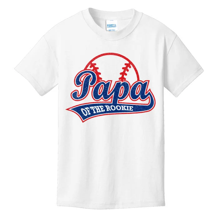 Funny Retro Baseball Papa Of The Rookie Kids T-Shirt