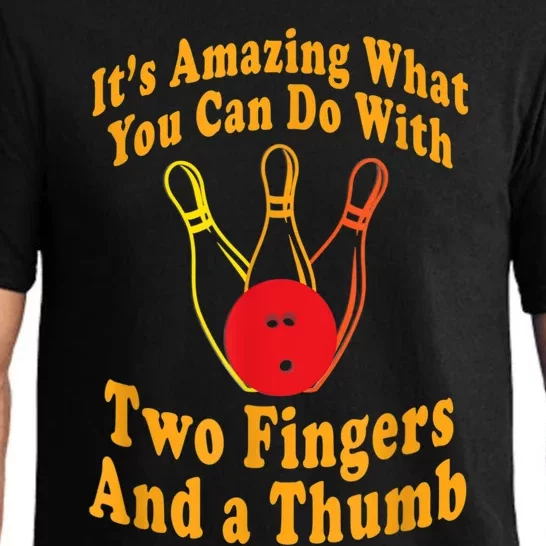 Funny Retro Bowling Ball Two Fingers And A Thumb Pajama Set