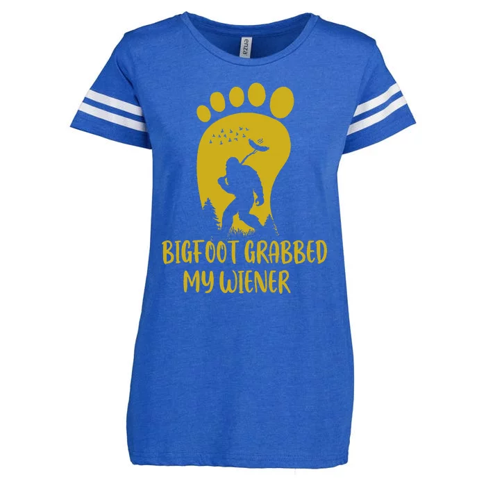 Funny Retro Bigfoot Bigfoot Grabbed My Wiener Design Enza Ladies Jersey Football T-Shirt