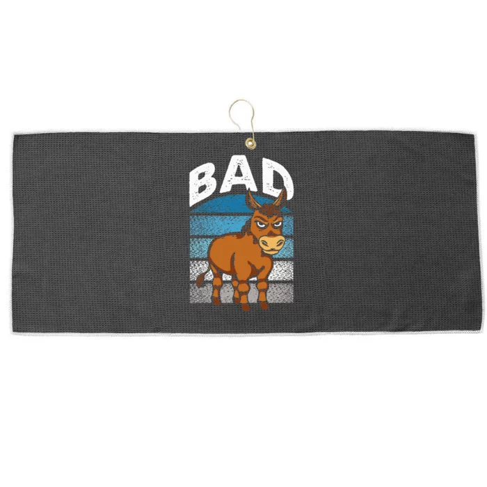 Funny Retro Bad Ass Angry Donkey Large Microfiber Waffle Golf Towel