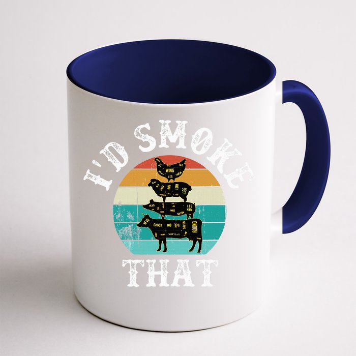 Funny Retro BBQ Party Smoker Chef Dad Gift  I'd Smoke That Front & Back Coffee Mug