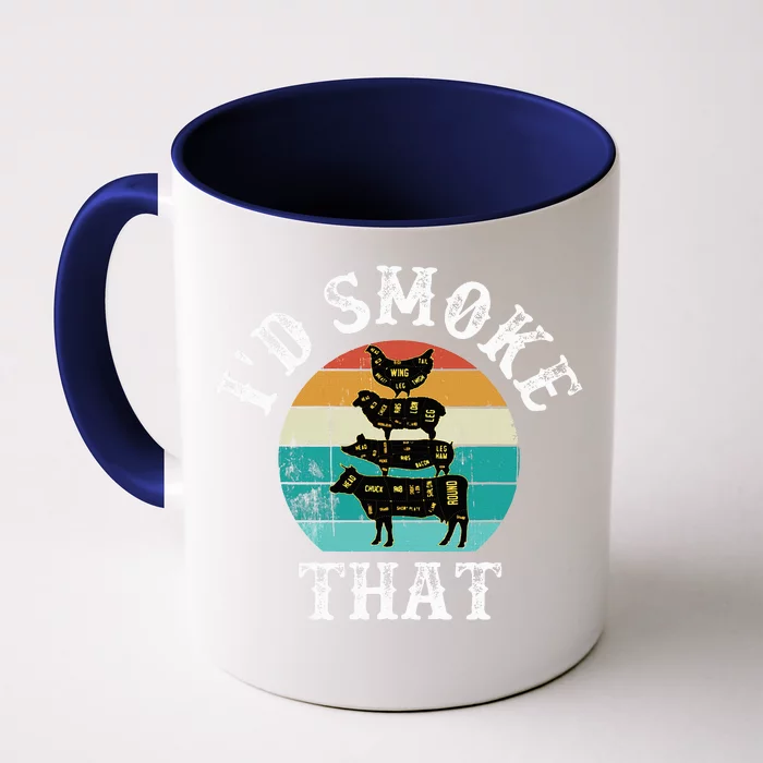 Funny Retro BBQ Party Smoker Chef Dad Gift  I'd Smoke That Front & Back Coffee Mug