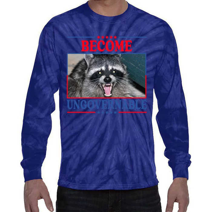 Funny Raccoon Become Ungovernable Tie-Dye Long Sleeve Shirt