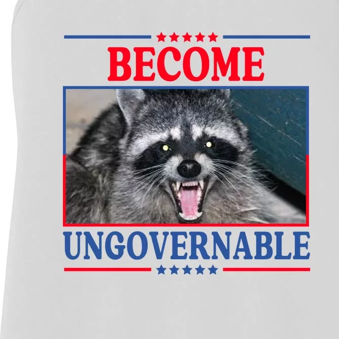 Funny Raccoon Become Ungovernable Women's Racerback Tank