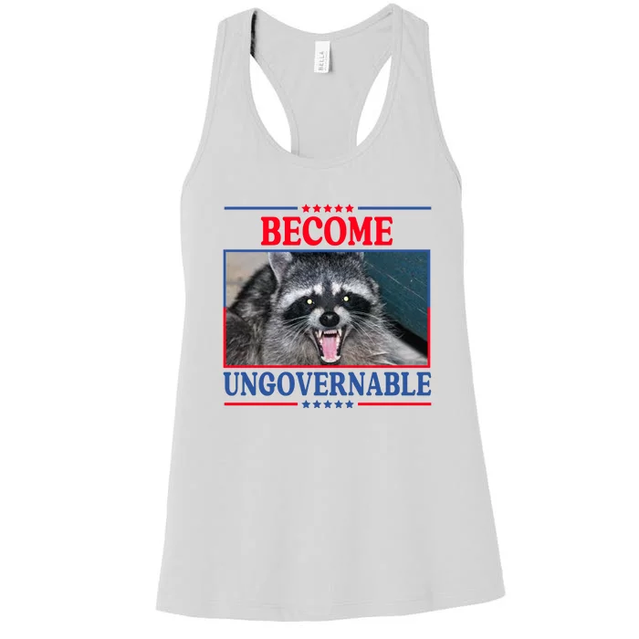 Funny Raccoon Become Ungovernable Women's Racerback Tank