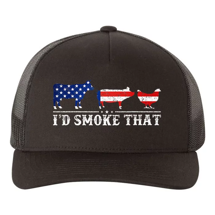 Funny Retro BBQ Party Grill Smoker Chef Dad Id Smoke That Yupoong Adult 5-Panel Trucker Hat