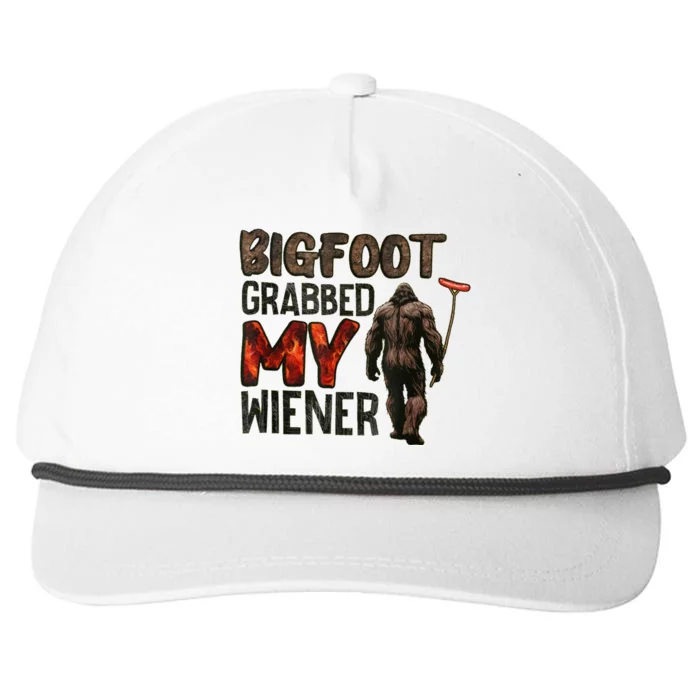 Funny Retro Bigfoot Bigfoot Grabbed My Wiener Design Snapback Five-Panel Rope Hat