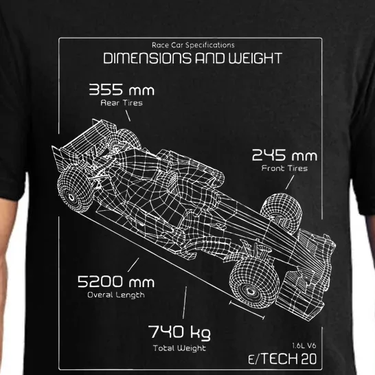 Formula Racing Car Schematic Engineer Team Fan Pajama Set