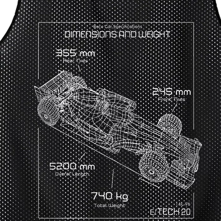 Formula Racing Car Schematic Engineer Team Fan Mesh Reversible Basketball Jersey Tank