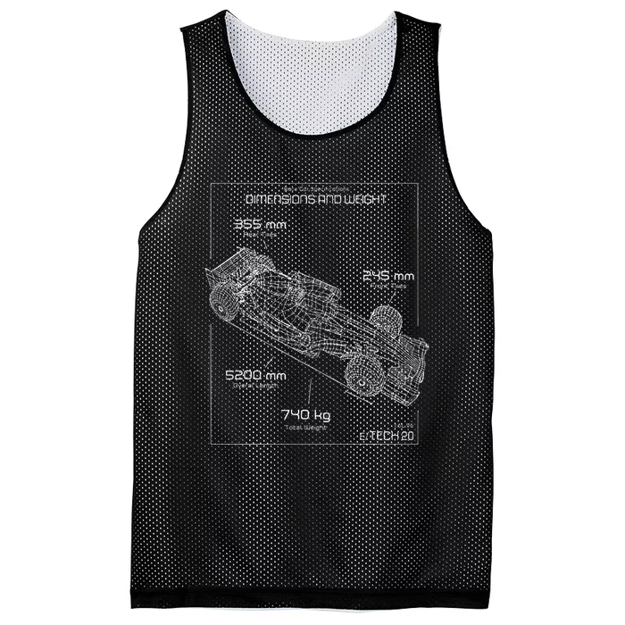 Formula Racing Car Schematic Engineer Team Fan Mesh Reversible Basketball Jersey Tank