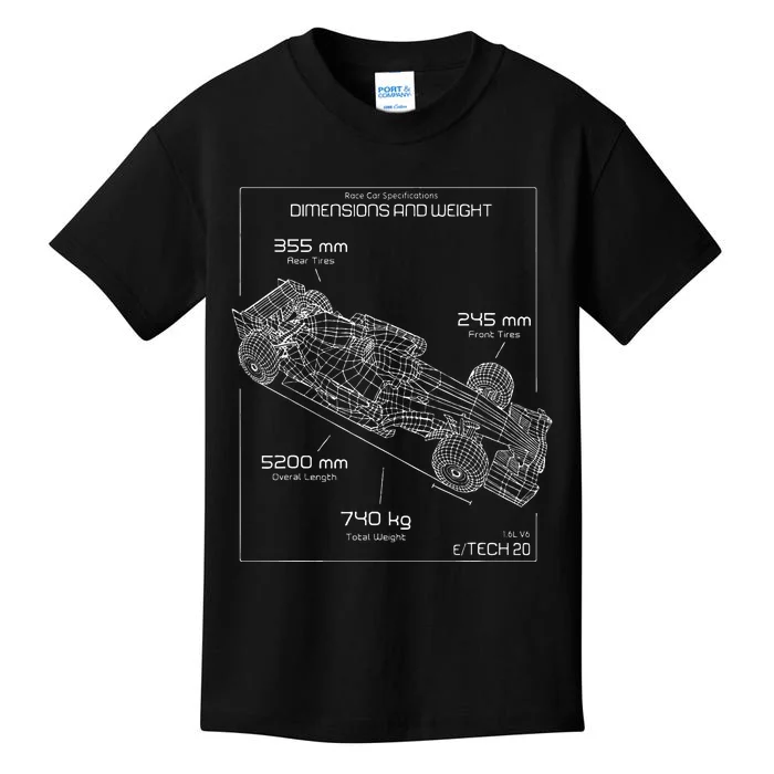 Formula Racing Car Schematic Engineer Team Fan Kids T-Shirt