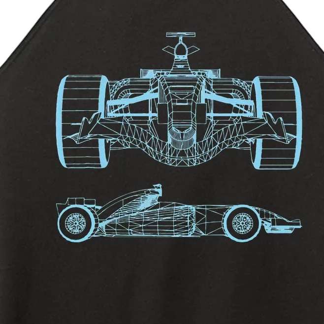 Formula Racing Car Silhouette Mechanical Engineering draw Women’s Perfect Tri Rocker Tank