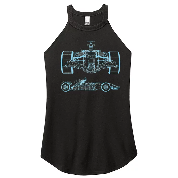 Formula Racing Car Silhouette Mechanical Engineering draw Women’s Perfect Tri Rocker Tank