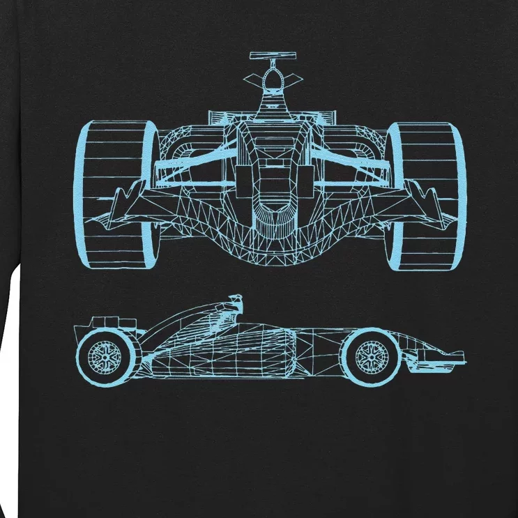 Formula Racing Car Silhouette Mechanical Engineering Draw Long Sleeve Shirt