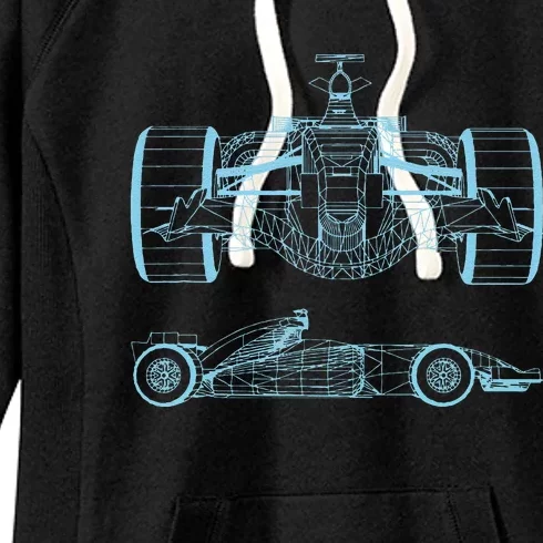 Formula Racing Car Silhouette Mechanical Engineering Draw Women's Fleece Hoodie