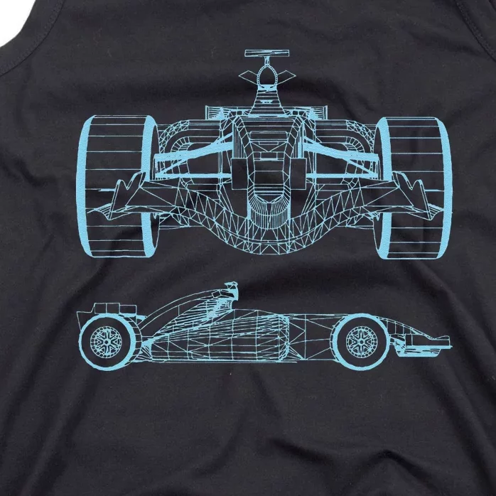 Formula Racing Car Silhouette Mechanical Engineering Draw Tank Top