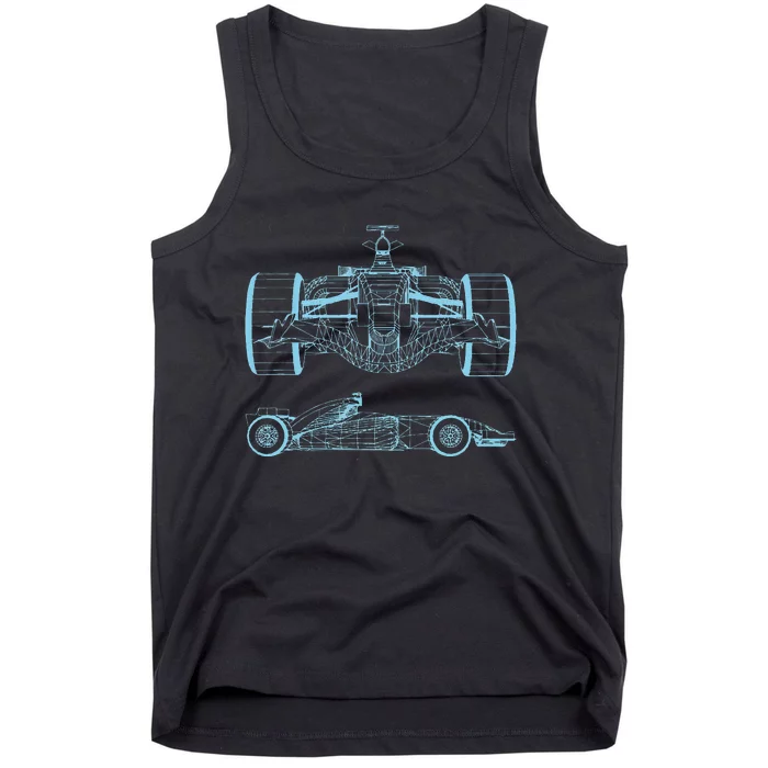 Formula Racing Car Silhouette Mechanical Engineering Draw Tank Top